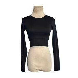 H&M divided black ribbed long sleeves fitted knit top size S